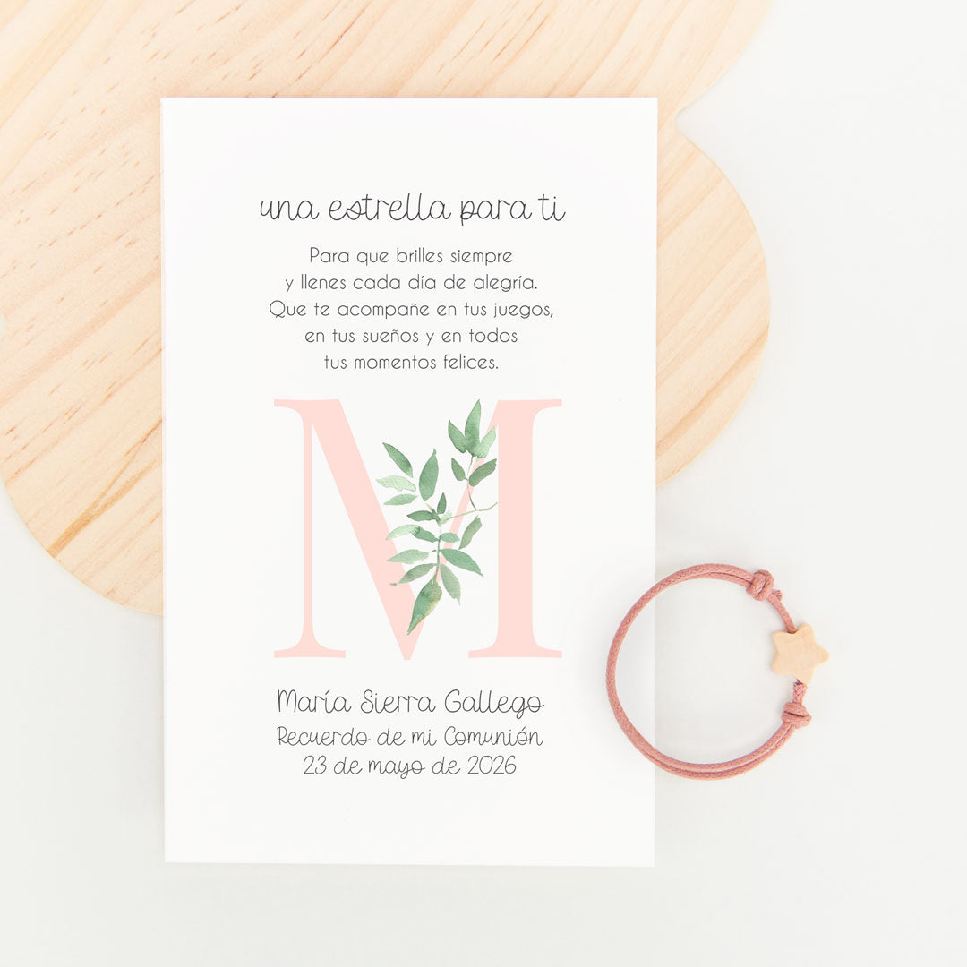 Pulsera Estrella para Niños con Tarjeta para Invitados de Comunión
