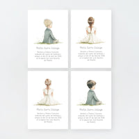 opciones de diseño para el recordatorio de comunión de la colección boho.