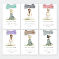 opciones de diseño y color del lazo para el recordatorio de comunión de la colección boho.