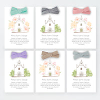 opciones de diseño y color del lazo para el recordatorio de comunión de la colección iglesia.