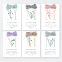 opciones de diseño y color del lazo para el recordatorio de comunión de la colección inicial.