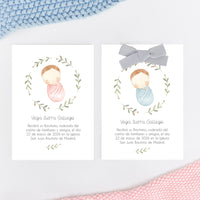 recordatorio para bautizo de la colección rosquito bebé disponible en seis colores. 