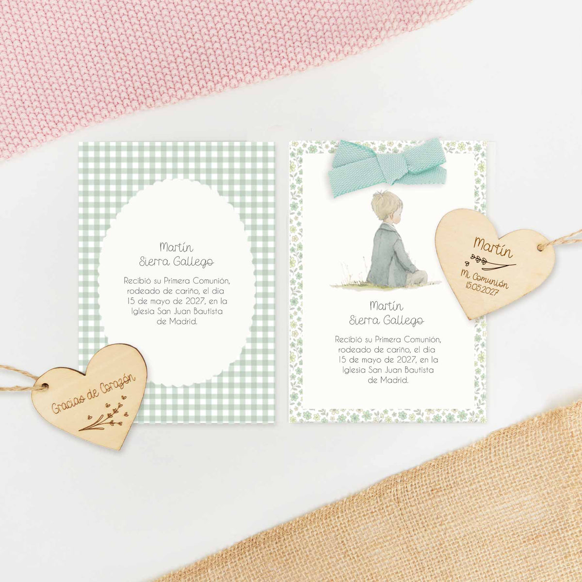 Recordatorio "Gracias de Corazón" para Invitados de Comunión