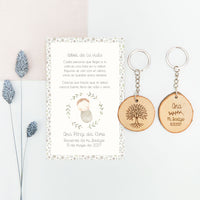 Llavero Árbol de la Vida con Tarjeta para Invitados de Bautizo