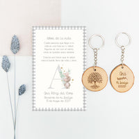 Llavero Árbol de la Vida con Tarjeta para Invitados de Bautizo