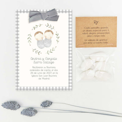 Recordatorio con Peladillas para Invitados de Bautizo