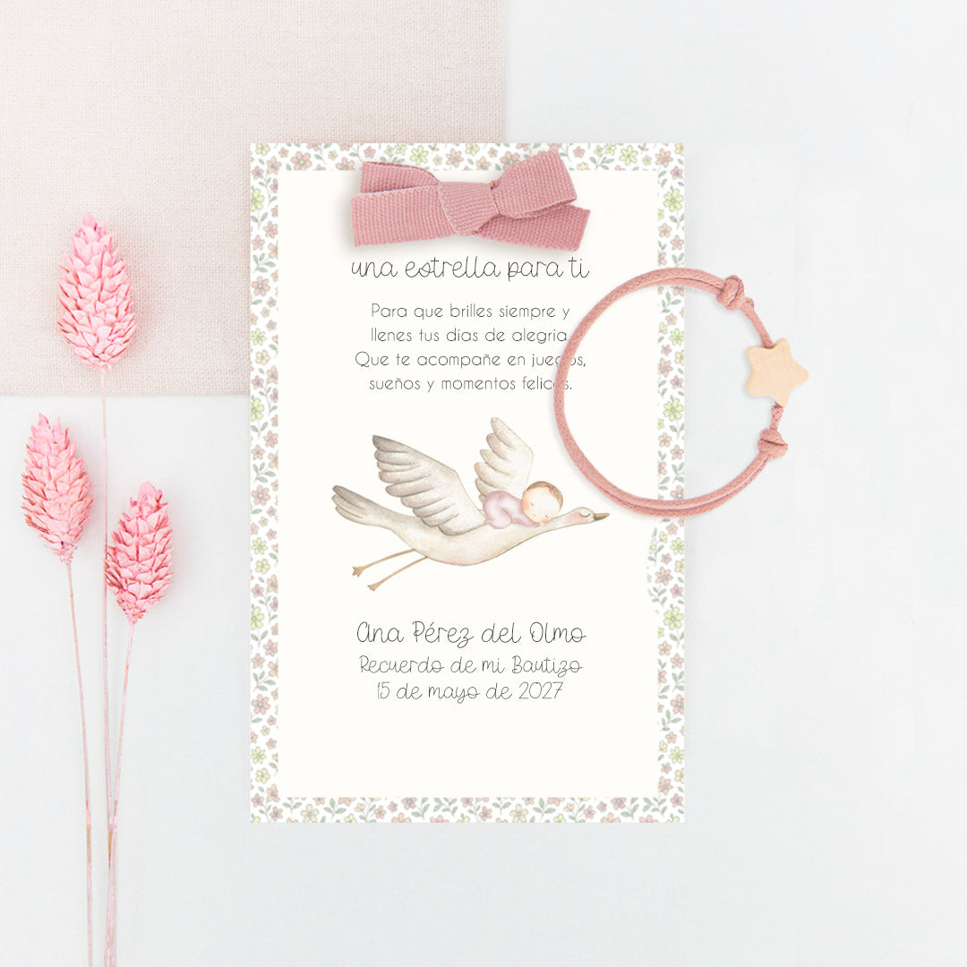 Pulsera Estrella para Niños con Tarjeta para Invitados de Bautizo