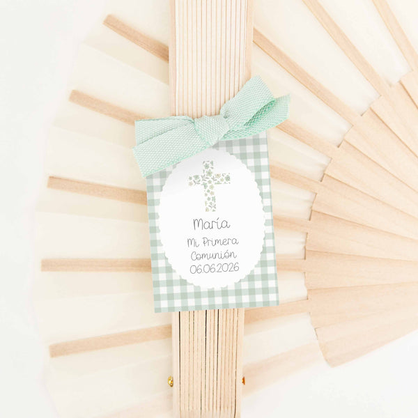 Abanico de Madera para Invitados de Comunión