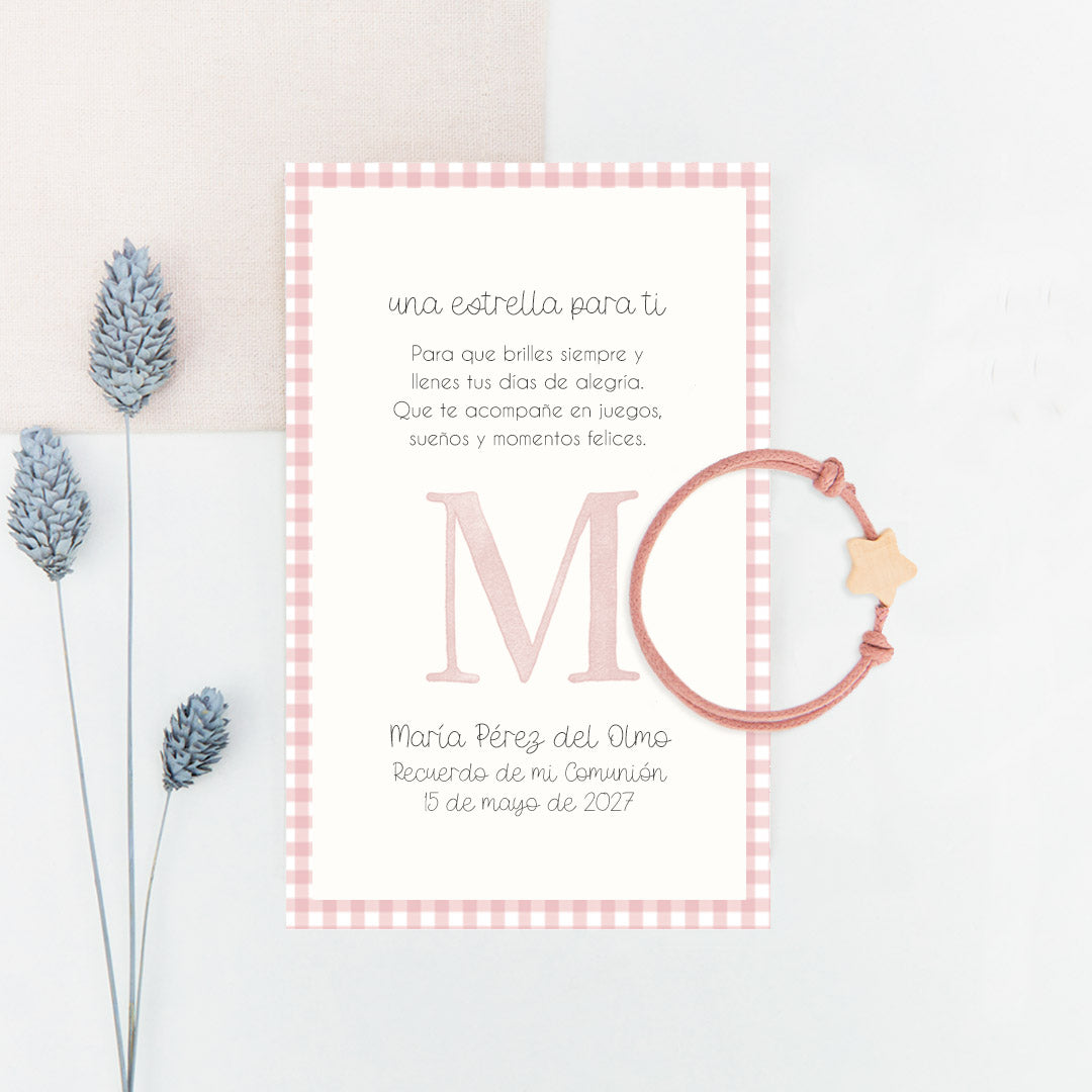 Pulsera Estrella para Niños con Tarjeta para Invitados de Comunión