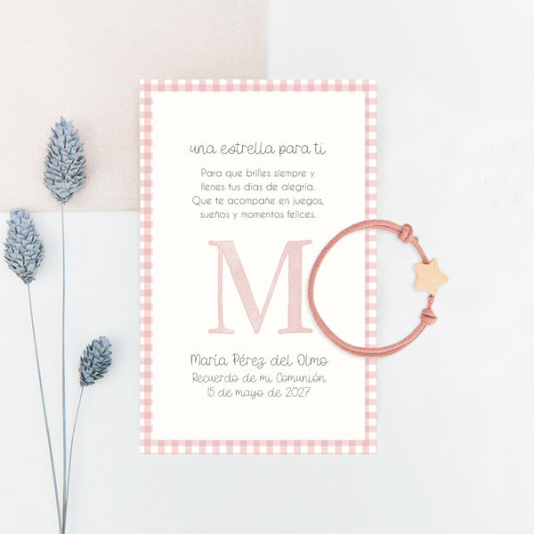 Pulsera Estrella para Niños con Tarjeta para Invitados de Comunión