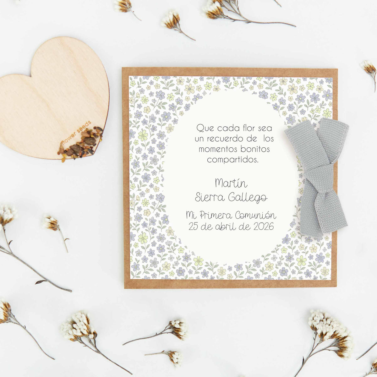Corazón de Semillas para Invitados de Comunión