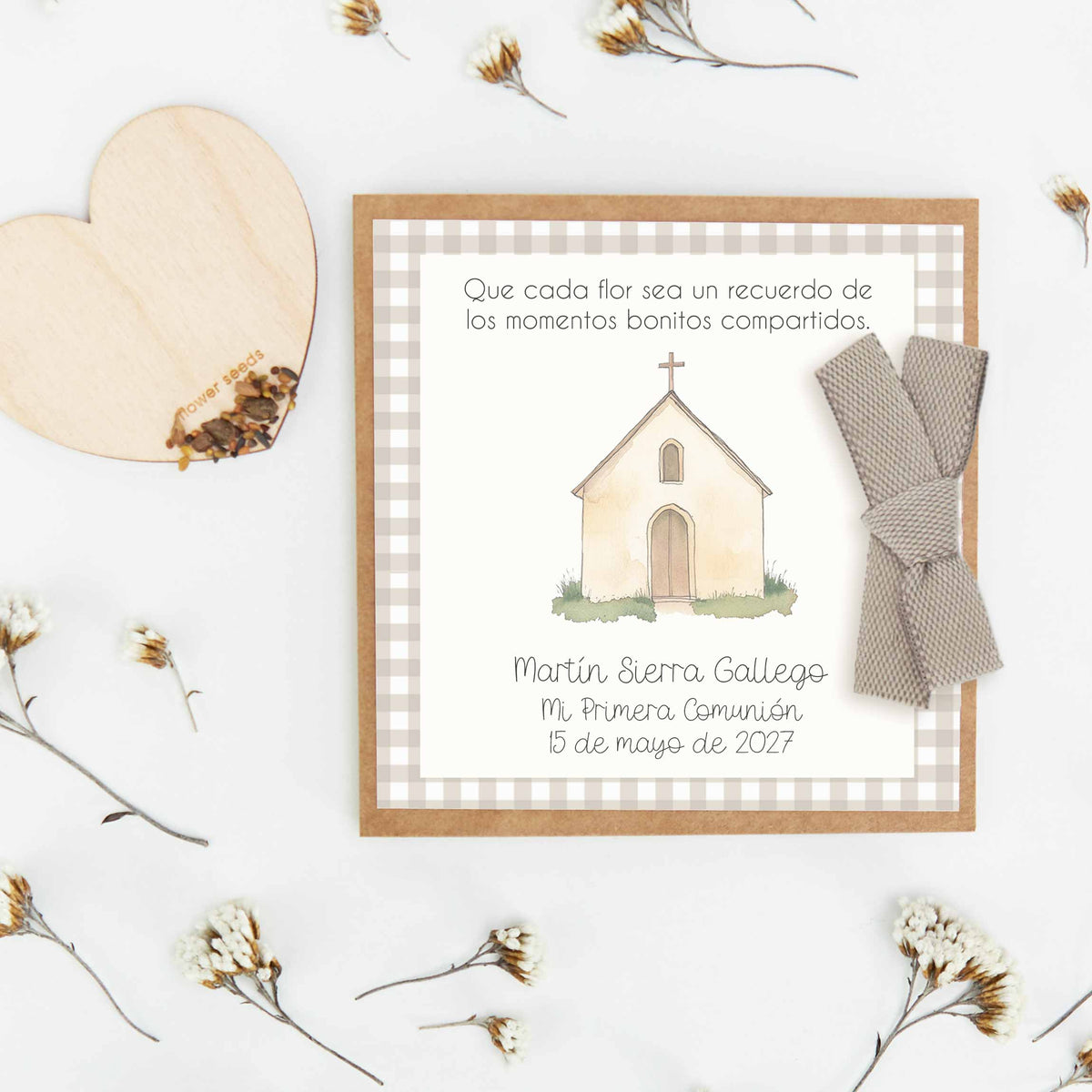 Corazón de Semillas para Invitados de Comunión