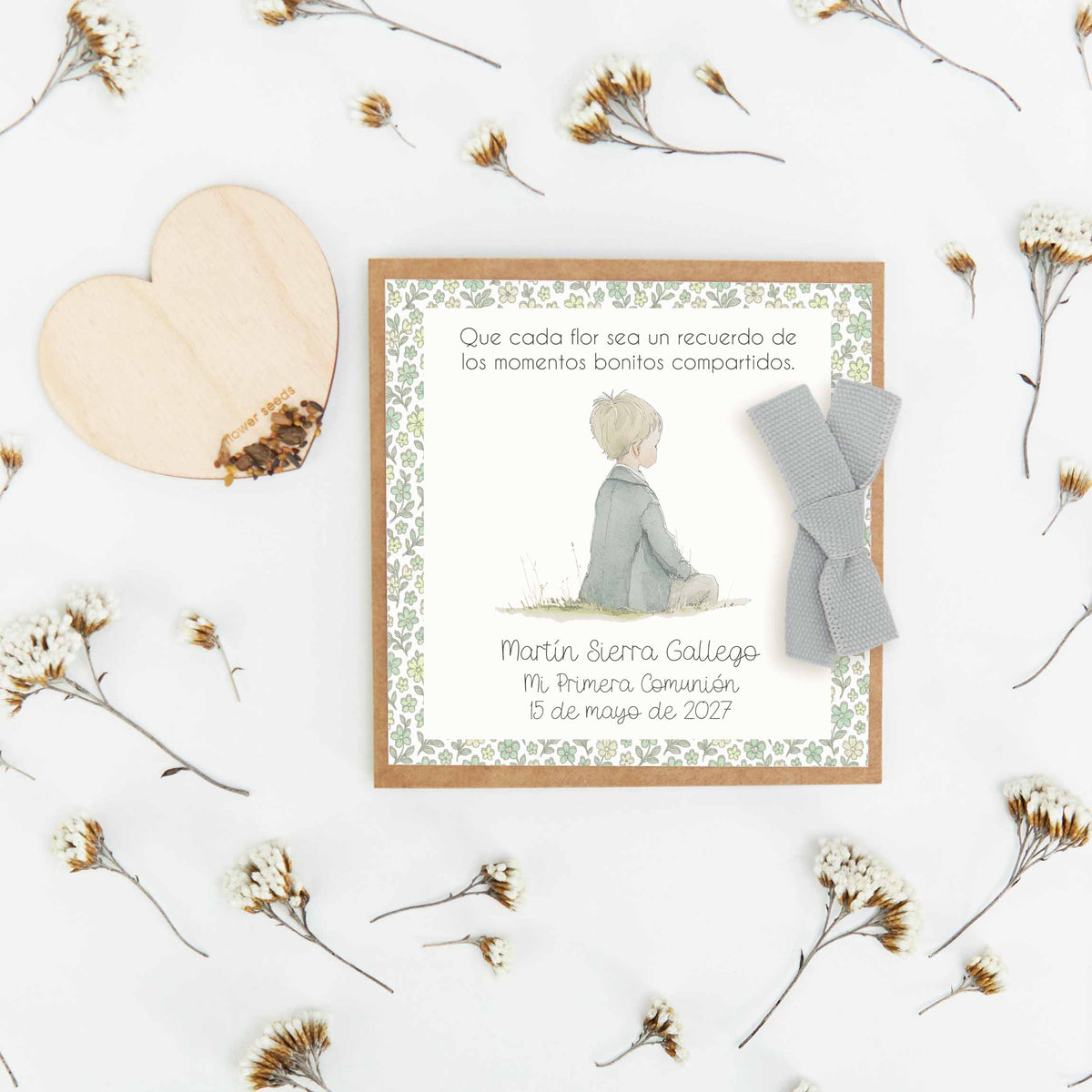 Corazón de Semillas para Invitados de Comunión