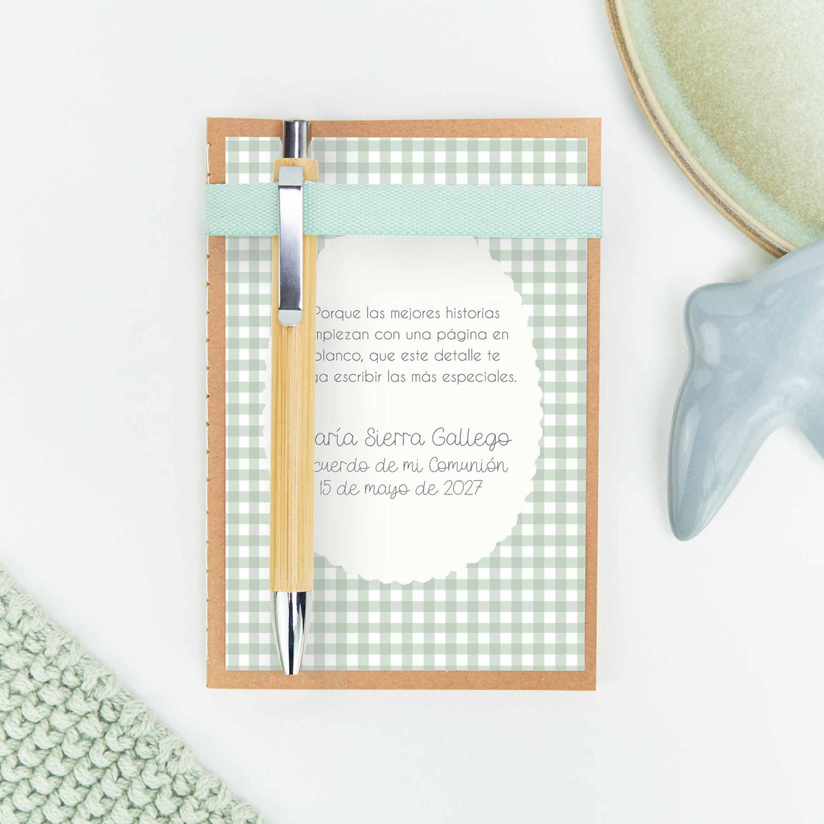 Libreta Kraft con Bolígrafo para Invitados de Comunión