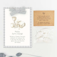 Recordatorio con Peladillas para Invitados de Comunión