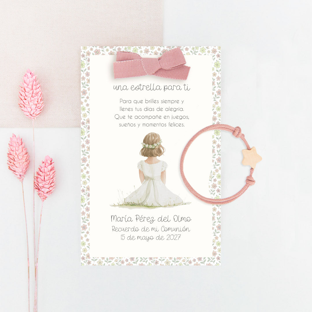 Pulsera Estrella para Niños con Tarjeta para Invitados de Comunión