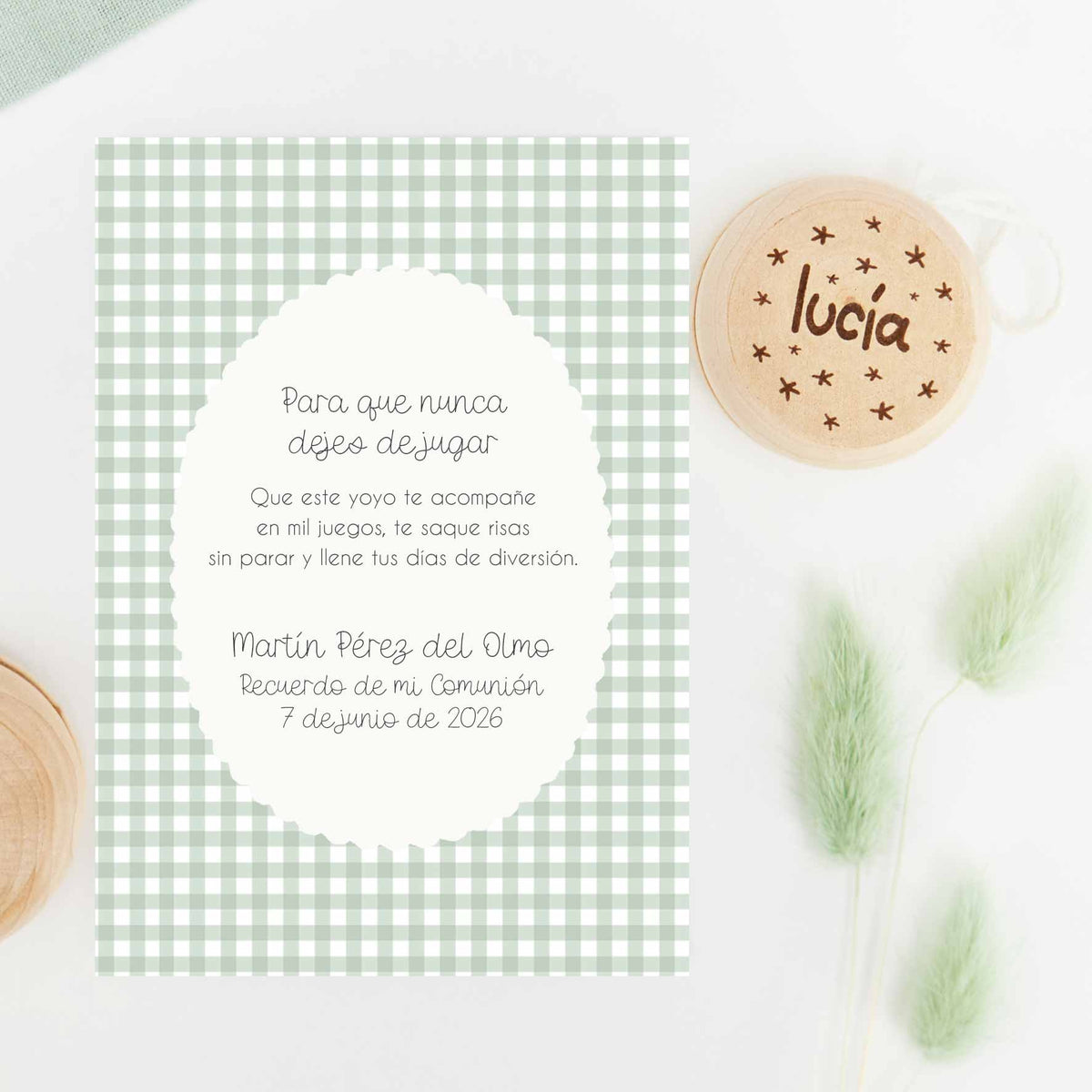 Yoyó de Madera Personalizado con el Nombre de Cada Niño – Detalle de Comunión