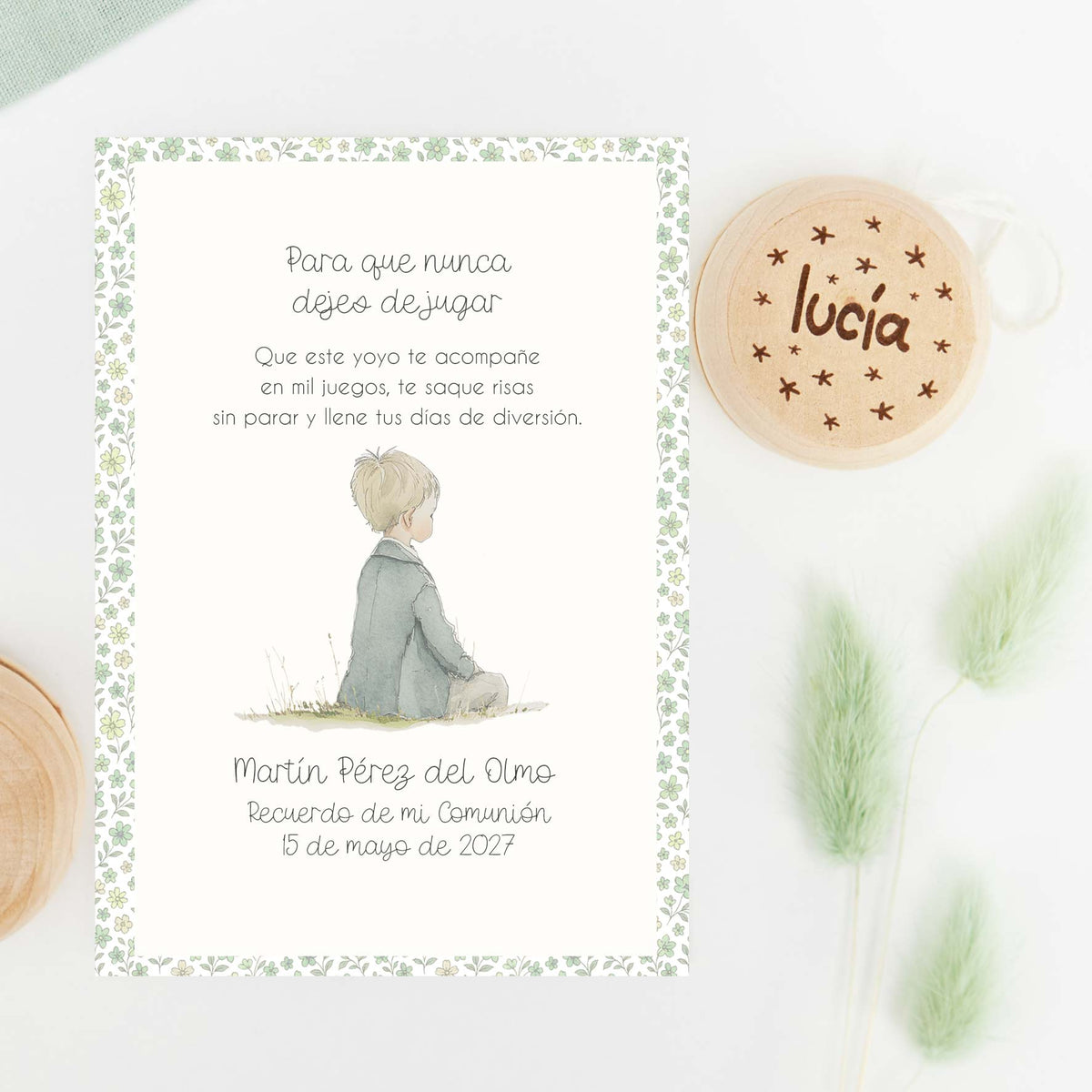 Yoyó de Madera Personalizado con el Nombre de Cada Niño – Detalle de Comunión