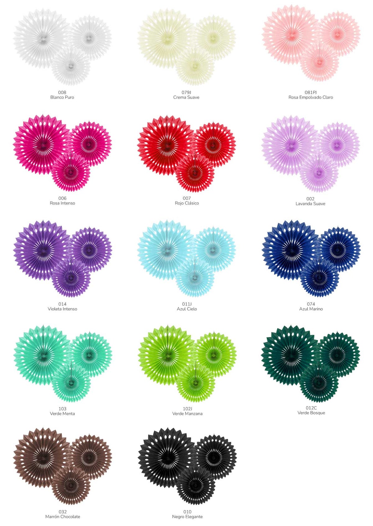 Carta de colores de rosetas decorativas