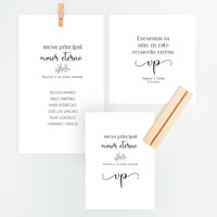 Conjunto de Mesero y Seating Plan de la Colección Eterna para Boda. 