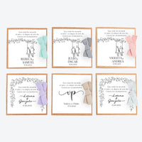 opciones de diseño y color del corazón de semillas como detalle de invitados de boda