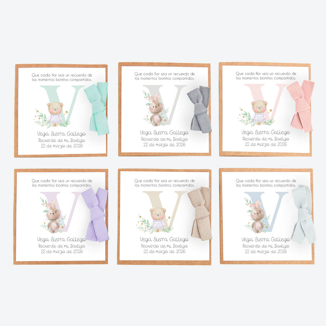 opciones para el corazón de semillas como detalle de invitados de bautizo de la colección inicial