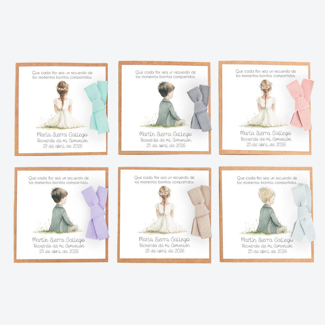 opciones para el corazón de semillas como detalle de invitados de comunión de la colección boho