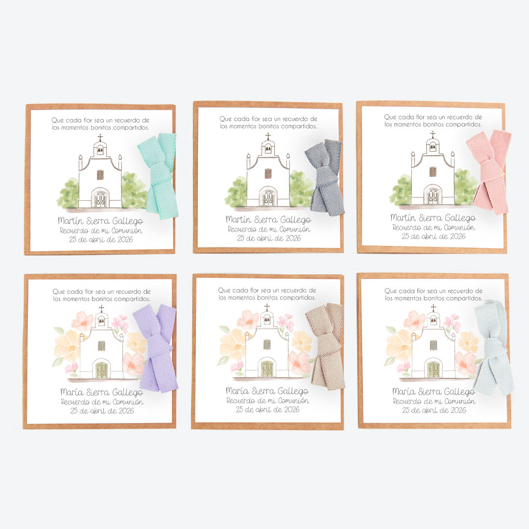 opciones para el corazón de semillas como detalle de invitados de comunión de la colección iglesia