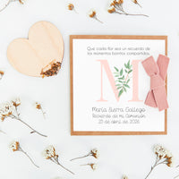 corazón de semillas como detalle de invitados de comunión de la colección inicial