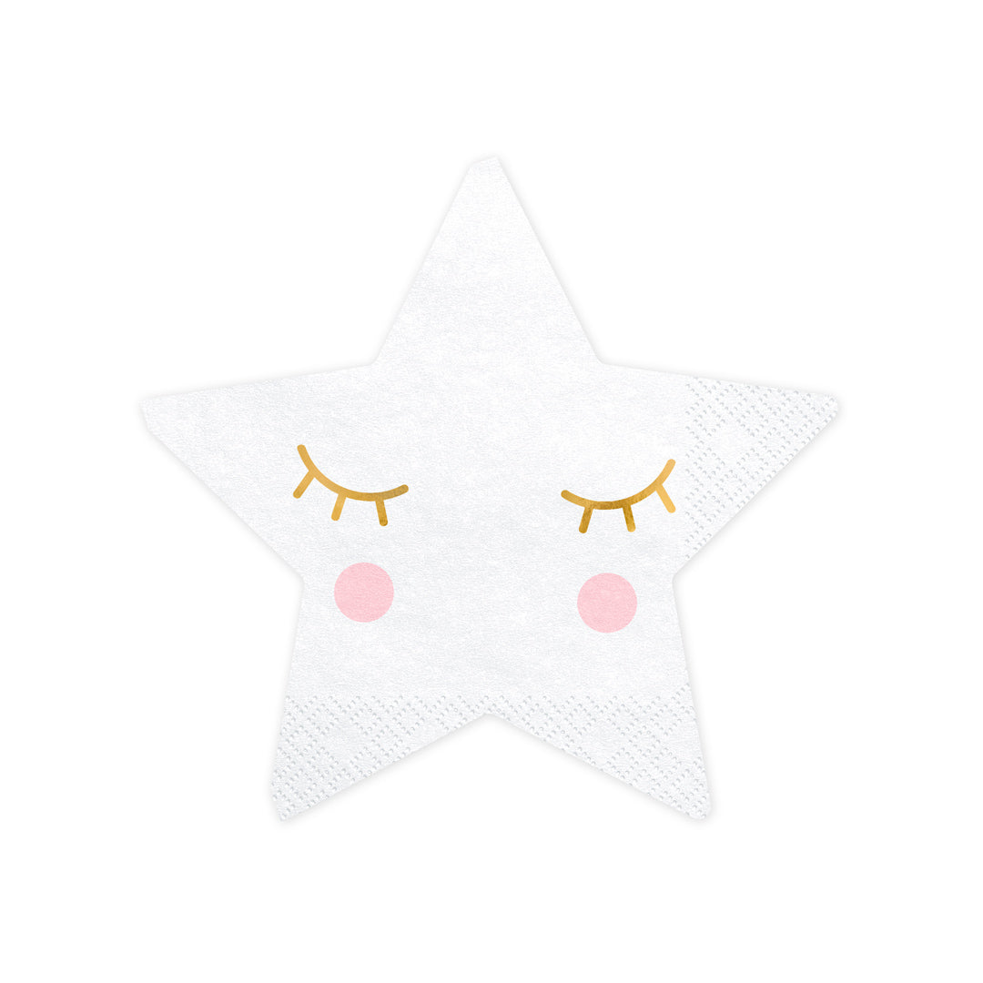 Detalle del diseño de estrellas en las servilletas de papel Little Star. Pack de 20 uds.