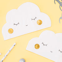 Servilletas de papel con forma de nube en color blanco. Pack de 20 unidades, 32 × 19 cm.