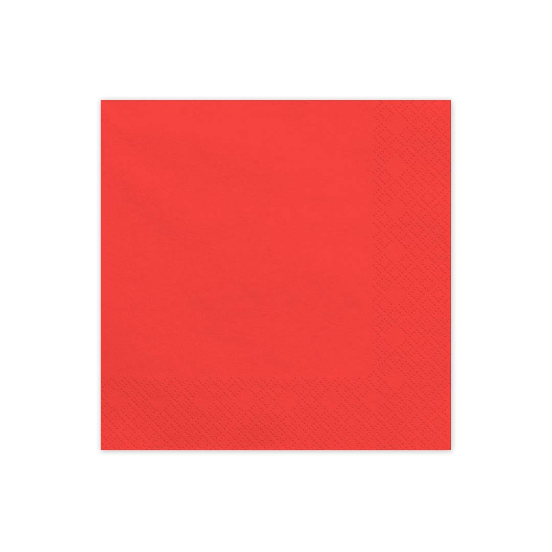 Detalle de la servilleta de papel lisa en rojo oscuro, 33x33 cm