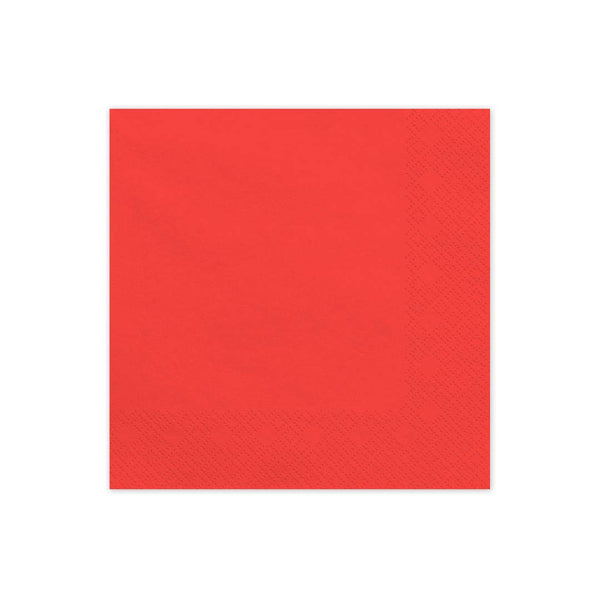 Detalle de la servilleta de papel lisa en rojo oscuro, 33x33 cm