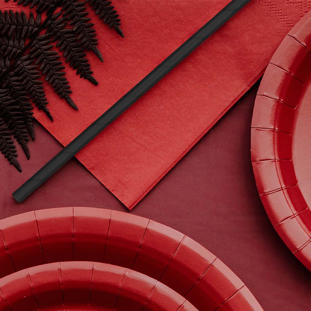 Servilleta de papel lisa en rojo oscuro, 33x33 cm