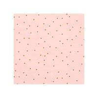 Servilletas de papel rosa claro con estampado de topos dorados. Pack de 20 unidades (33 × 33 cm).