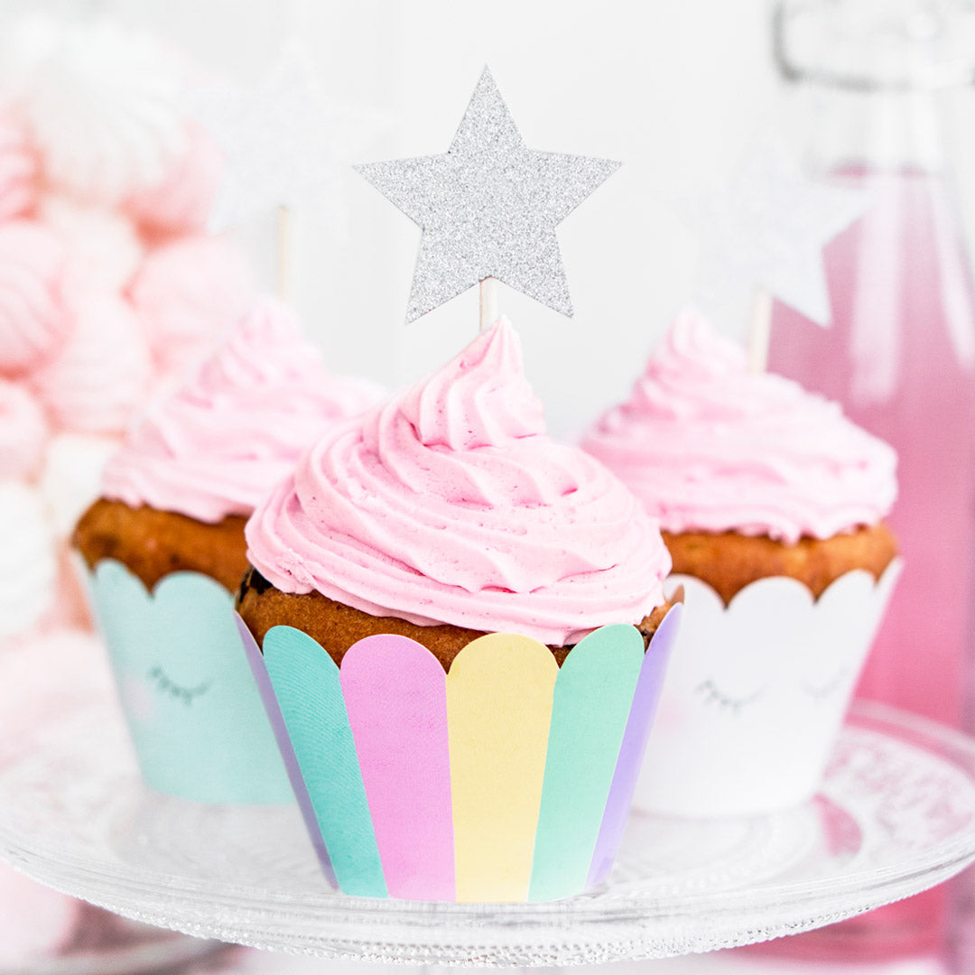 Tarrinas para cupcakes con caritas de unicornio en varios diseños. Pack de 6 unidades