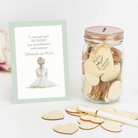 Tarro de Firmas para Comunión con Corazón Grabado y Tarjeta Personalizada