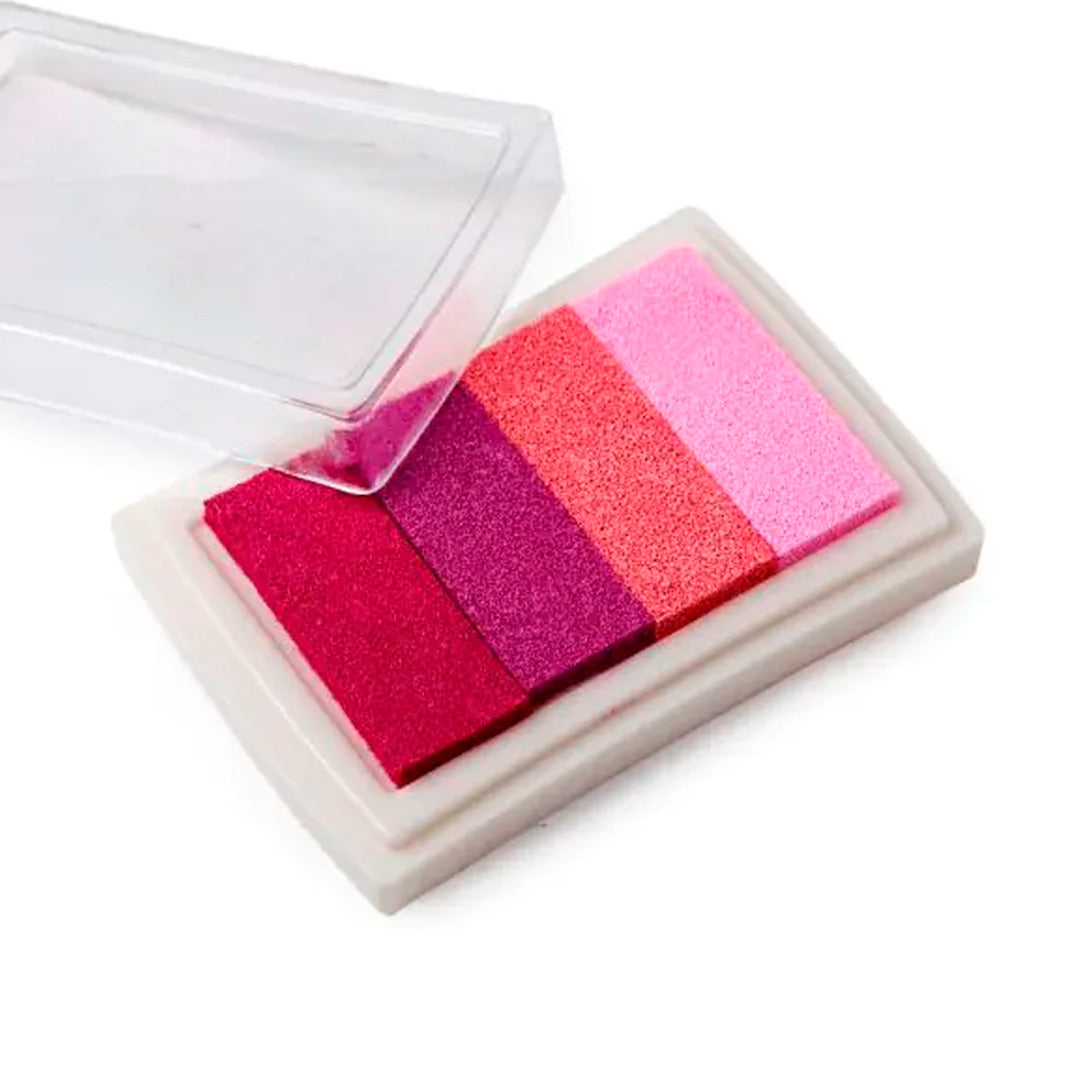 Almohadilla de tinta rosa degradada para huellas. Tamaño 7,5 × 5,2 cm.