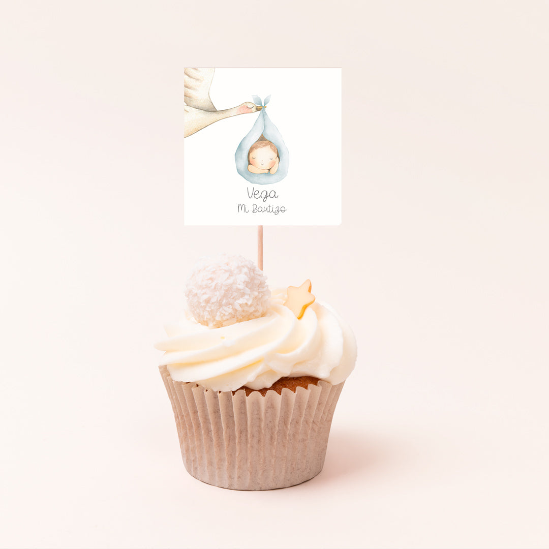 Topper para Cupcakes de Bautizo – Pack de 12 uds