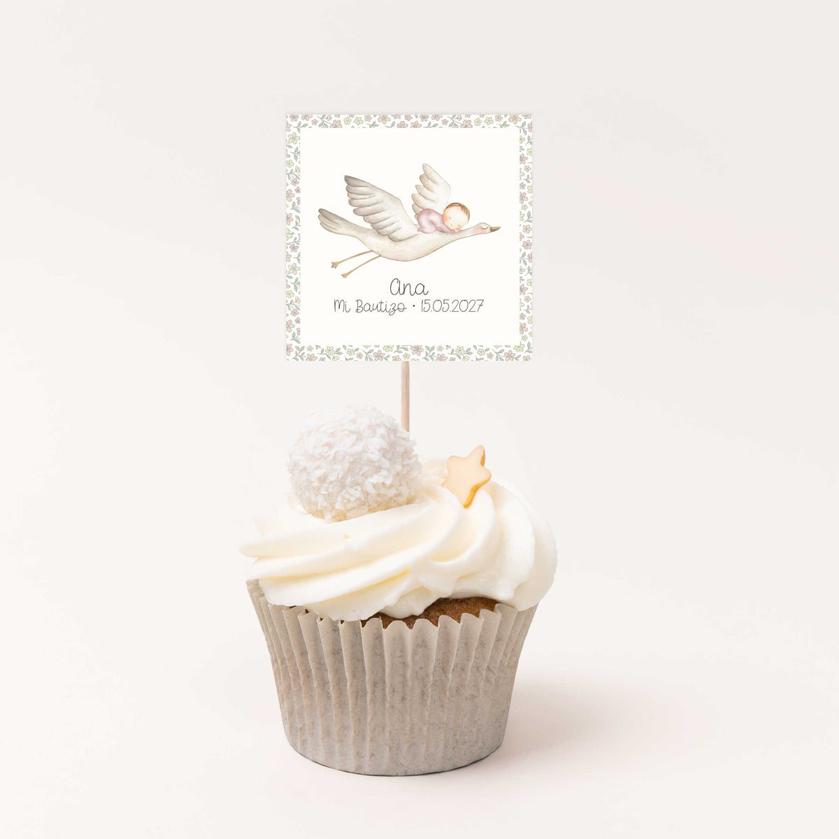 Topper para Cupcakes de Bautizo – Pack de 12 uds