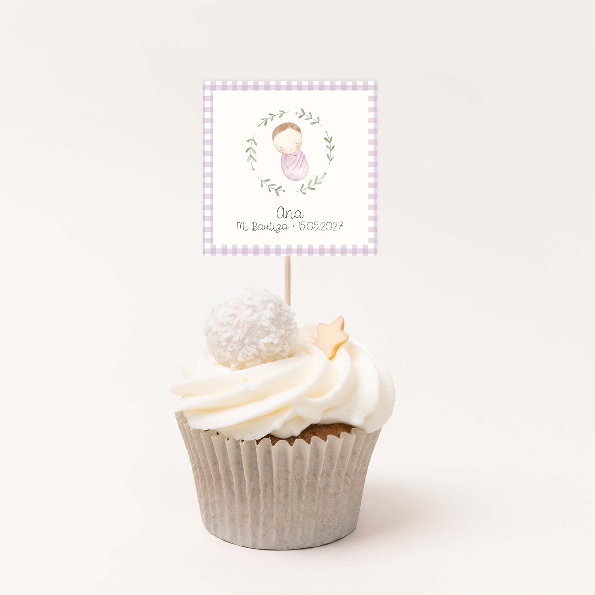 Topper para Cupcakes de Bautizo – Pack de 12 uds