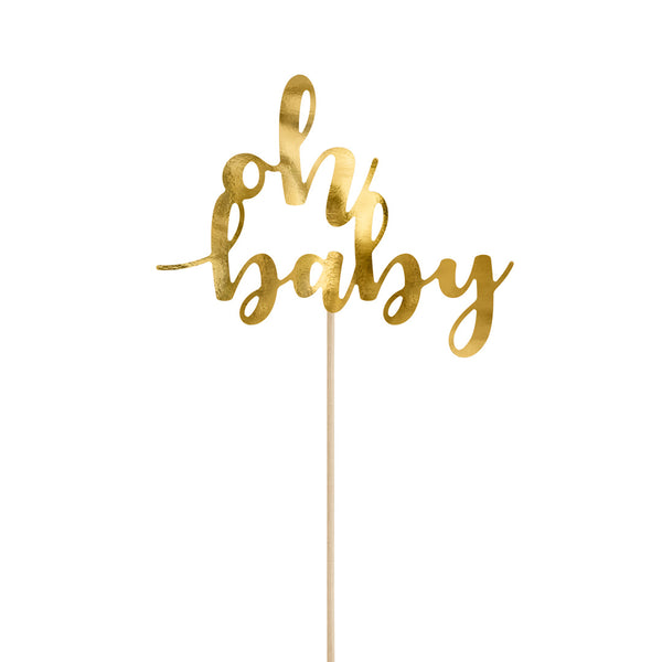 Topper para tarta Oh Baby dorado 25 cm