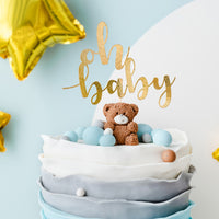 Topper para tarta Oh Baby dorado 25 cm para fiesta recién nacido