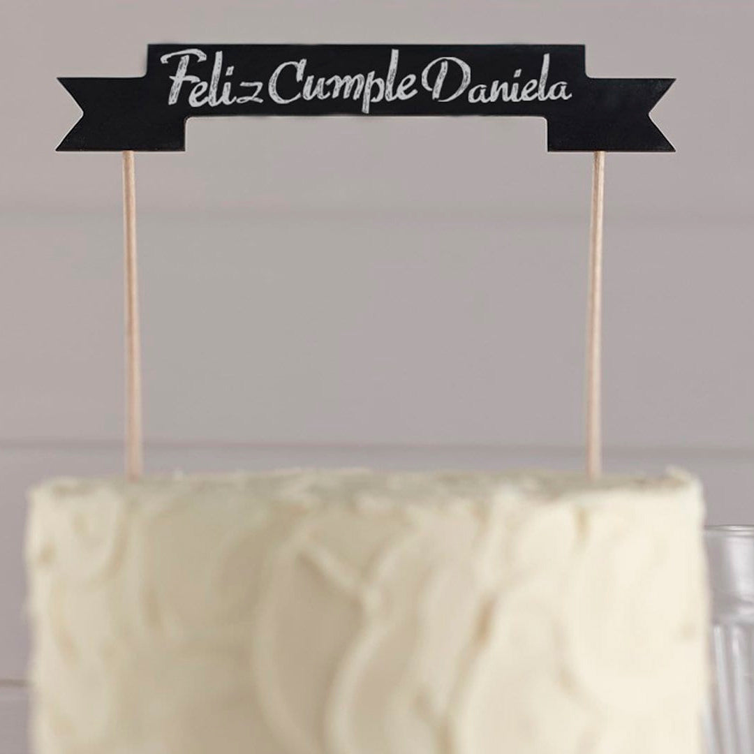 Topper de pizarra de madera para tartas personalizable