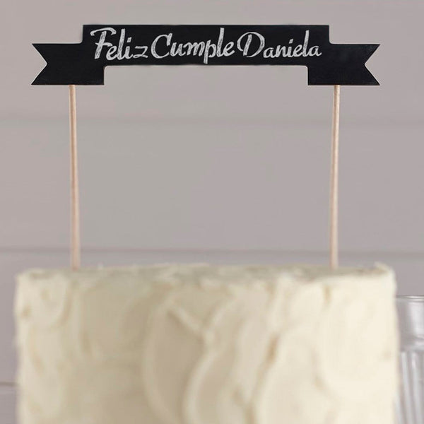 Topper de pizarra de madera para tartas personalizable