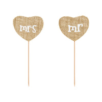 Primer plano del topper de yute con inscripción blanca