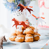 Set de toppers de caballo para cupcakes con 3 diseños diferentes para fiesta animales de granja