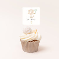 Pack de 12 toppers personalizados temática safari para cupcakes y mesa dulce de cumpleaños