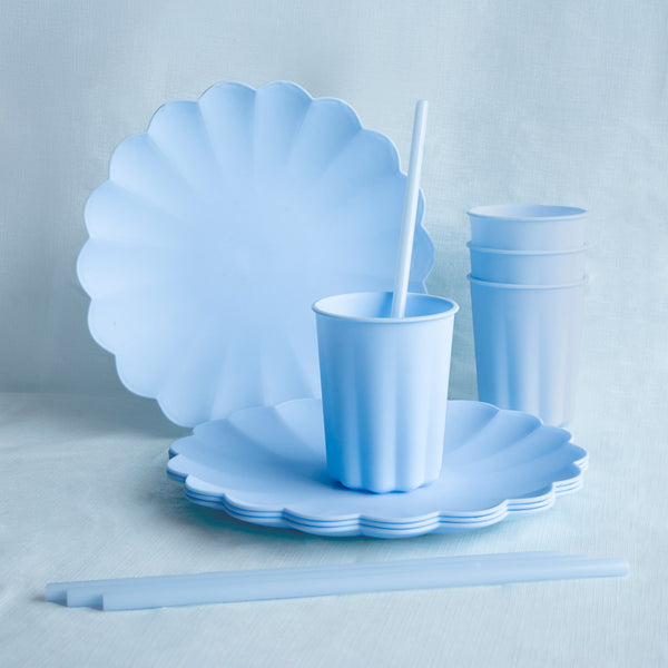 Platos de Plástico Reutilizables – Azul, Lila, Rosa o Verde (4 uds)