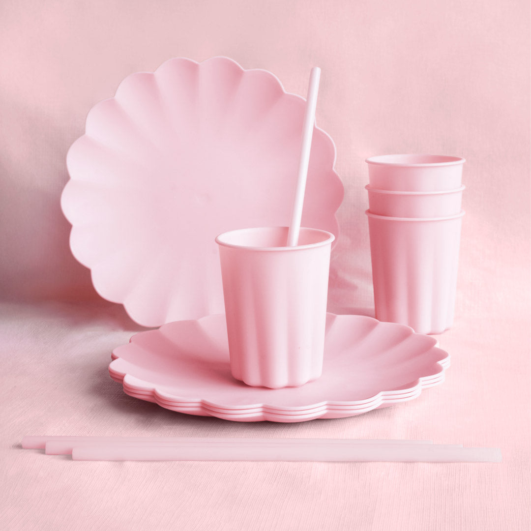 Vasos de Plástico Reutilizables – Azul, Lila, Rosa o Verde (4 uds)